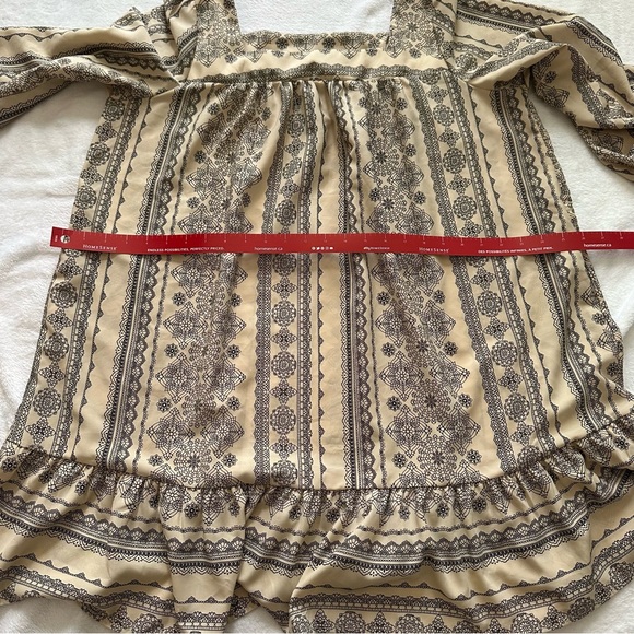 Ces Femme Boho Print Mini Ruffle Hem Dress, 0x - Picture 13 of 14